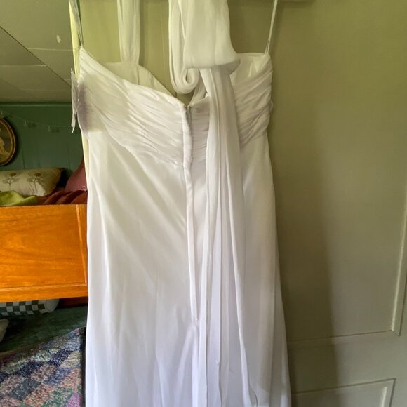 NWT Davids Bridal Halter Chiffon Wedding Dress Size 6 Empire Waist Sweetheart - Picture 4 of 16